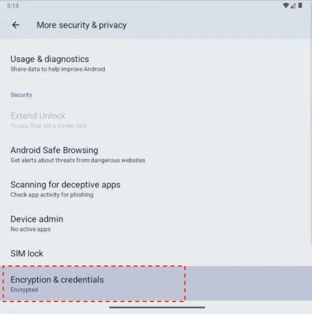 Android Settings - Security