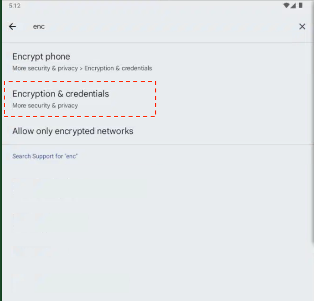 Android Settings - Encryption