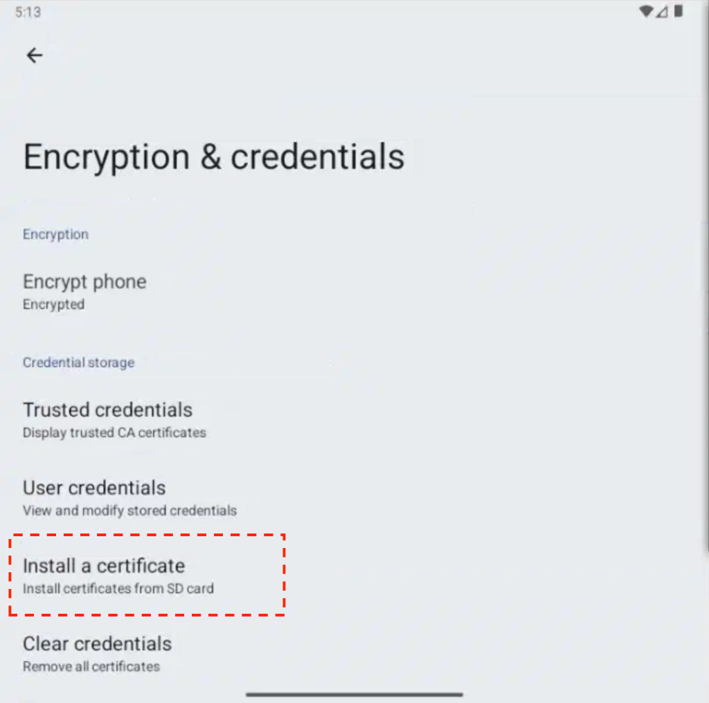 Android Settings - Install