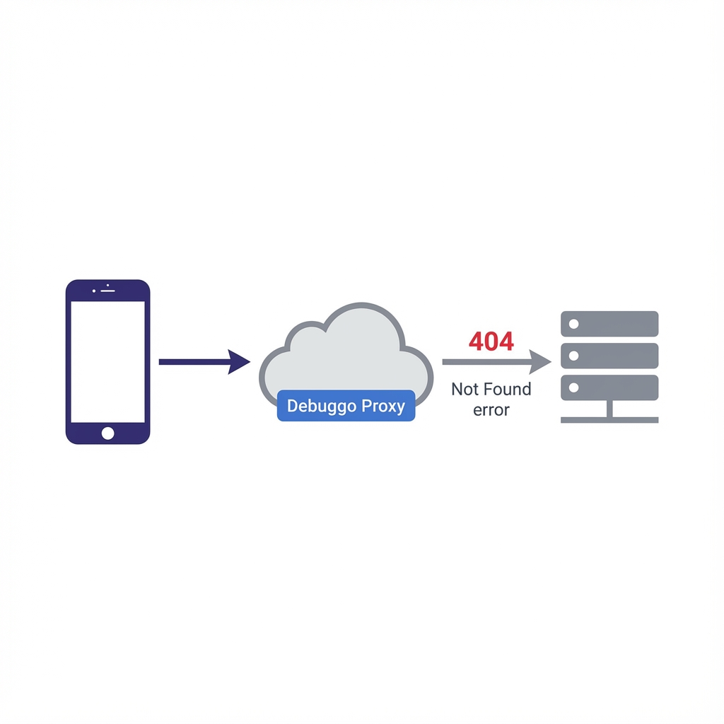 Diagram showing how Debuggo intercepts traffic between Mobile Device and Server