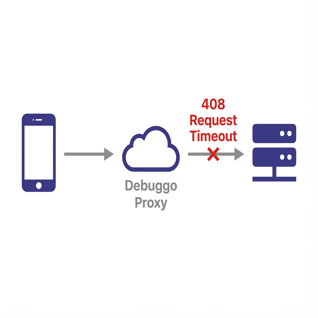 Diagram showing how Debuggo intercepts traffic between Mobile Device and Server