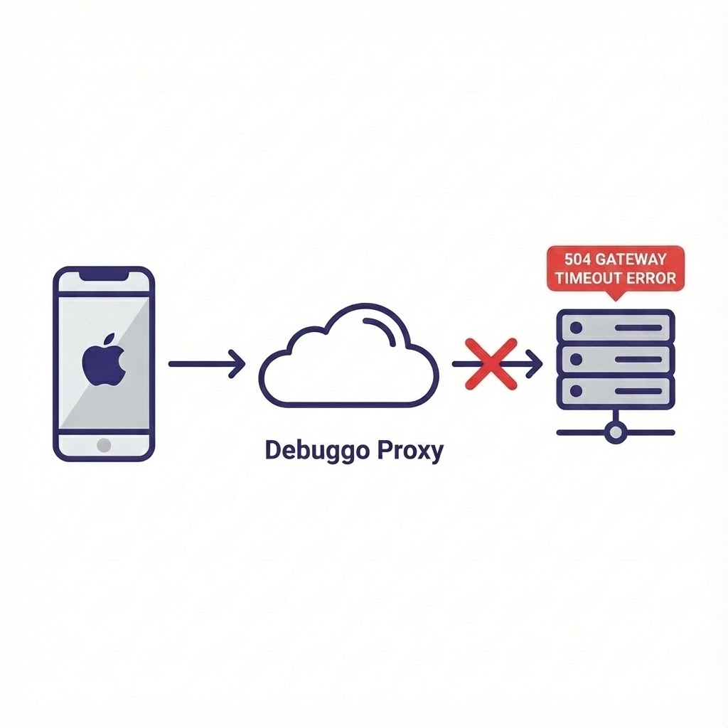 Diagram showing how Debuggo intercepts traffic between Mobile Device and Server